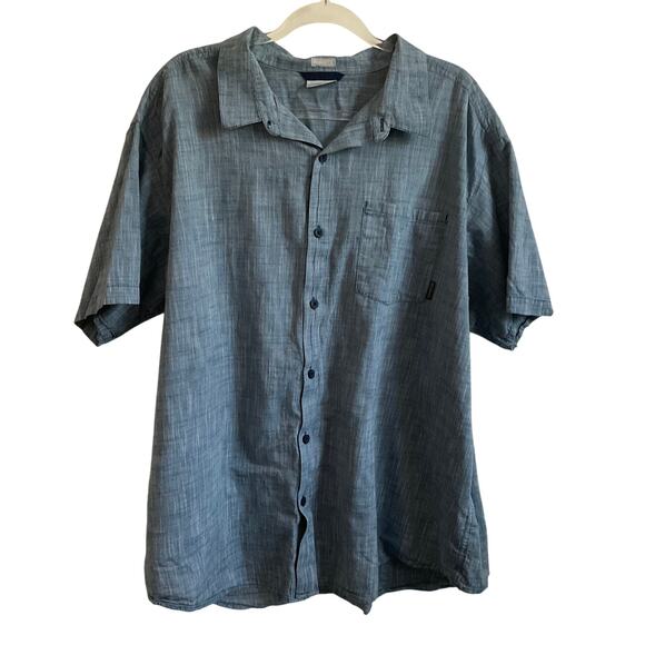 Columbia Men’s Chambray Cotton Button Down Short Sleeve Shirt - Size XXL - Picture 1 of 6